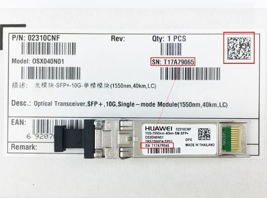 OSX040N01 Huawei Optical Transceiver 02310CNF 
SFP+, 10G, moduł jednomodowy ((1550nm,40km,LC)