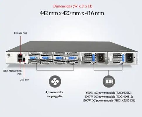 CE6881-48S6CQ Przełącznik (48*10G SFP+, 6*100G QSFP28, 2*promiennik zasilania, wejście/wyjście powietrza z boku portu)