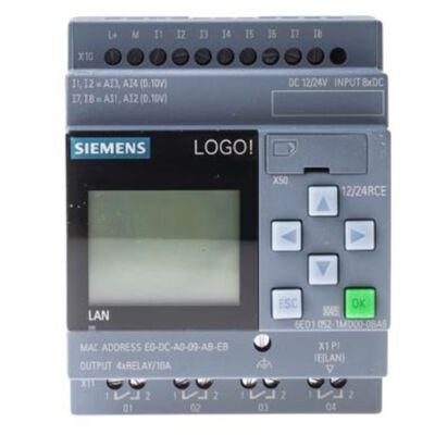 LOGO Siemensa! 8.3 PLC (6ED1052-1MD08-0BA1) Jednostka podstawowa 12/24RCE, 8DI/4DO, Ethernet, wyświetlacz