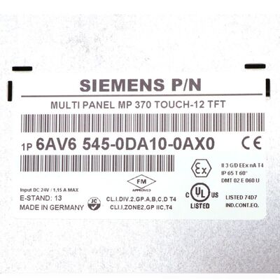 Siemens 6AV6545-0DA10-0AX0 MP370 12 Panel dotykowy HMI 12,1" Interfejs przemysłowy TFT