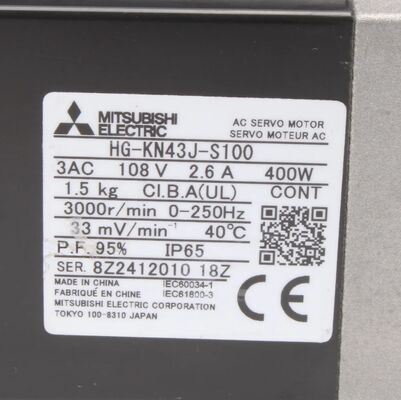 Serwosilnik AC o niskiej bezwładności Mitsubishi HG-KN43J-S100 400 W do automatyki przemysłowej