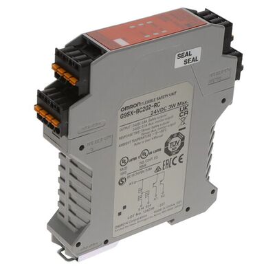 Moduł sterownika bezpieczeństwa Omron G9SX-BC202-RT, montaż na szynie DIN 24 V DC